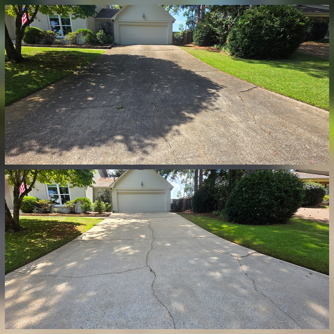 Incredible Driveway, Walkway, & Rear Patio Concrete Cleaning in Tuscaloosa, AL