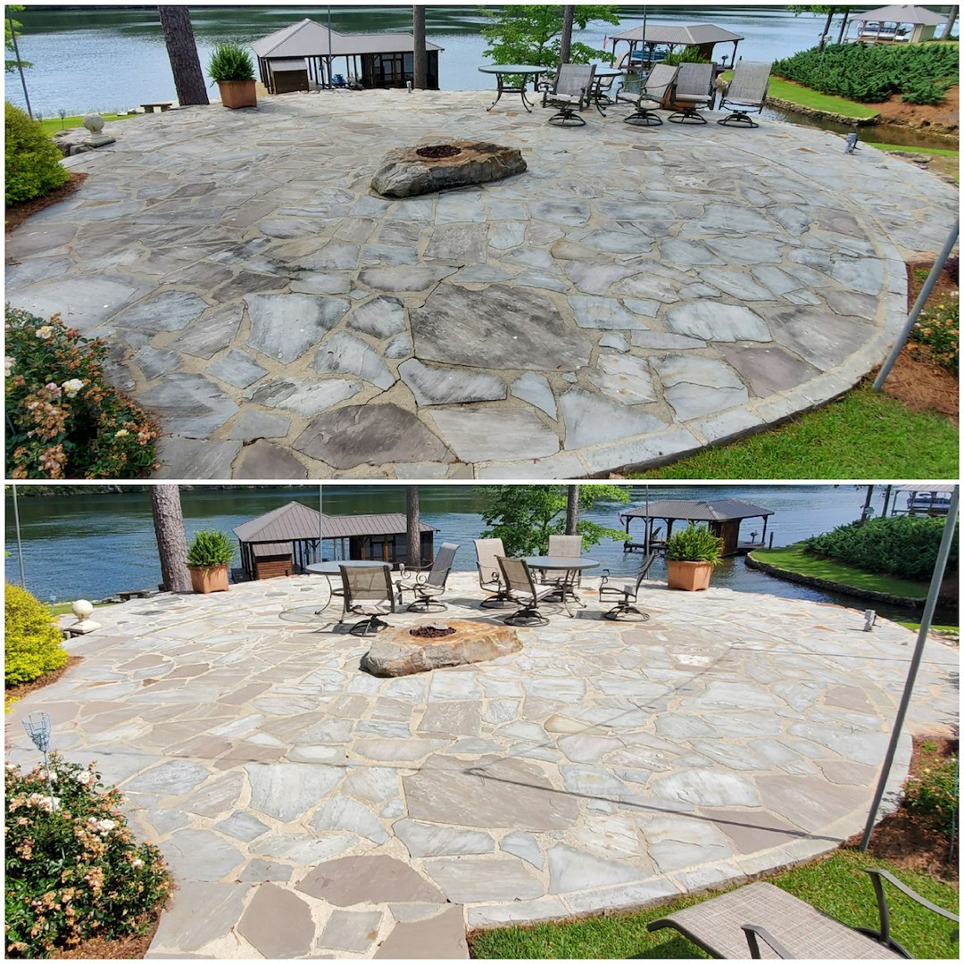 Phenomenal Delicate Stone Patio Cleaning on Lake Tuscaloosa in Northport, AL